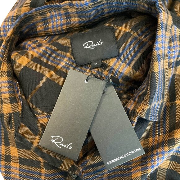 NWT Rails Hunter Shirt Camel Black Lurex Plaid Button Down Size Medium M - Picture 10 of 13
